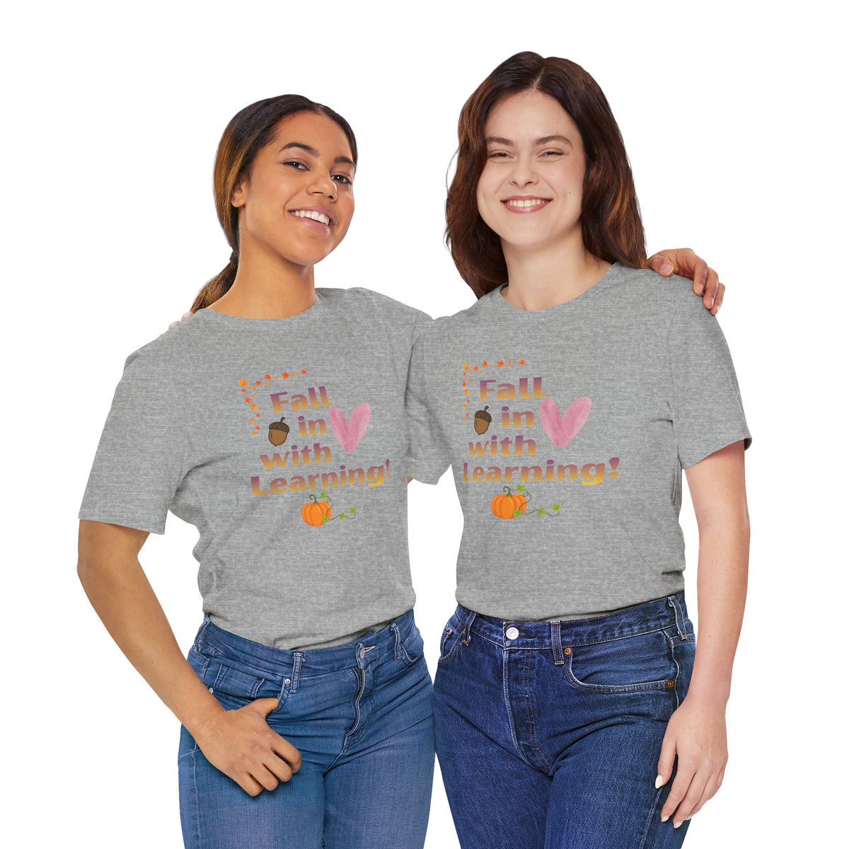 Fall in Love with Learning T-Shirt — Cute Autumn Teacher Tee with Pumpkin & Acorn Design
